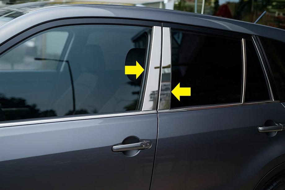 Suzuki Grand Vitara 2005–2017 Lišty na dverné stĺpiky (8 ks, nerez) Fotografia 1