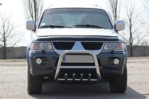 Mitsubishi Pajero Sport 1996–2007 Predný ochranný rám QT006 (nerez) fotografia 2