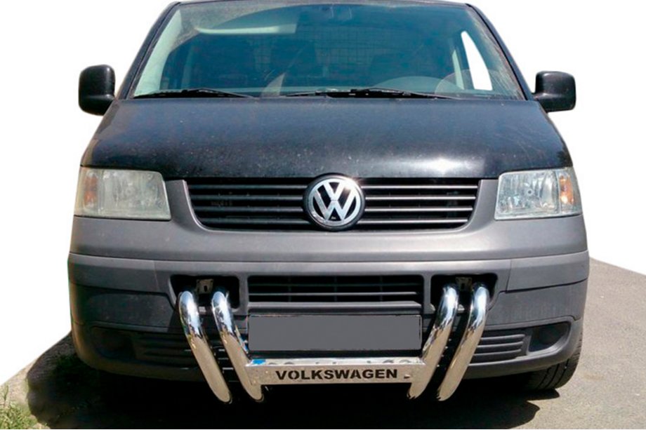 Volkswagen T5 Transporter 2003–2010 Predný ochranný rám (bullbar) ST006-04 "Nostrils" (nerez) Fotografia 1