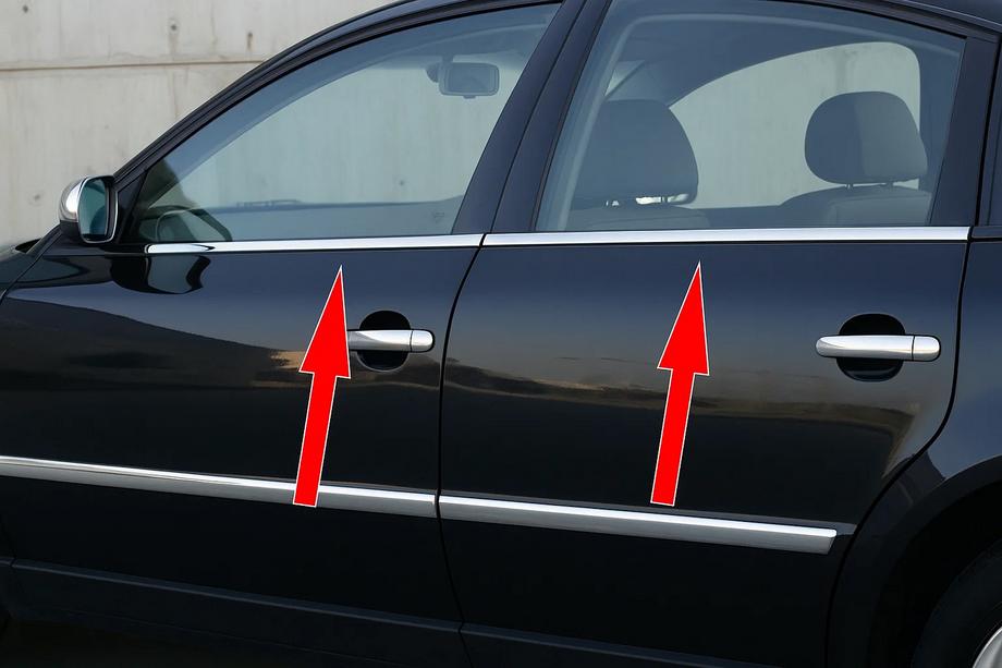 Volkswagen Passat B5 1997–2005 Vonkajšie nerezové lišty okien (4 ks) Image