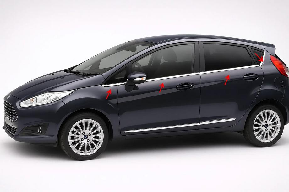 Ford Fiesta 2008–2017 Okenné lišty (8 ks, nerez) Carmos - turecká oceľ Image