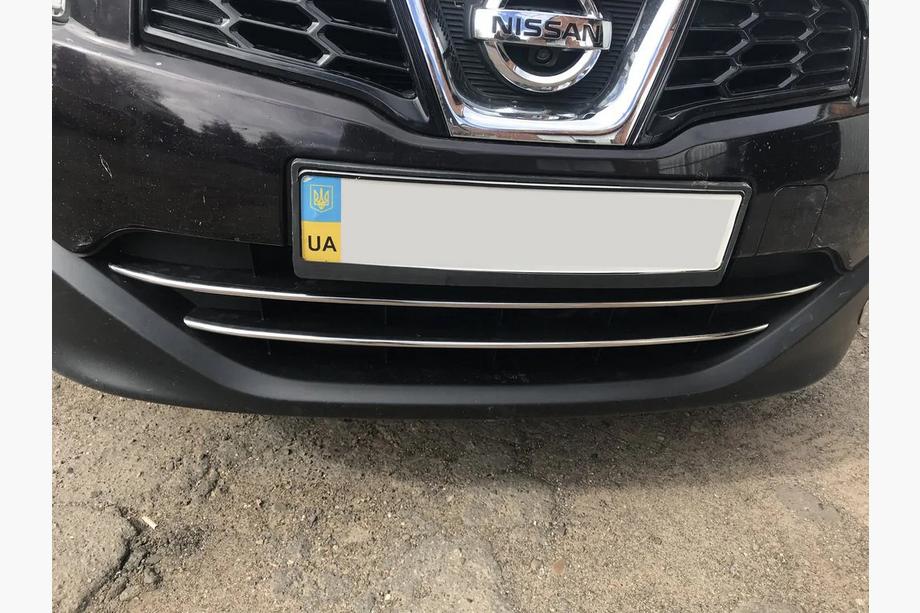 Nissan Qashqai 2010–2014 Lišty na spodnú mriežku (2 ks, nerez) Image