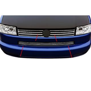 Nerezové kryty mriežky v nárazníku – rovná kapota (3 ks) Volkswagen T4 Transporter 1990–2003 fotografia 1
