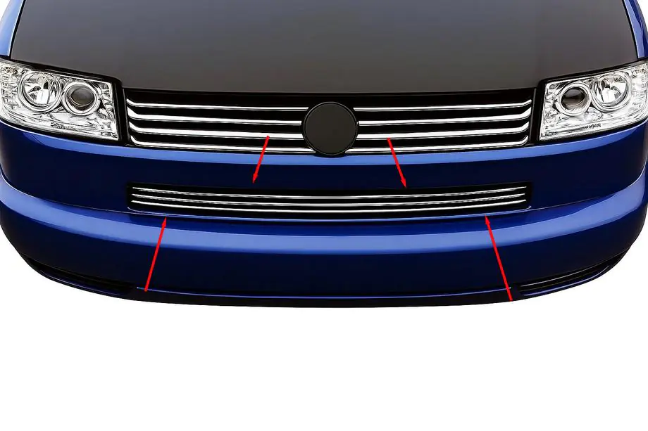 Volkswagen T4 Transporter 1990–2003 Nerezové kryty mriežky v nárazníku – rovná kapota (3 ks) Image