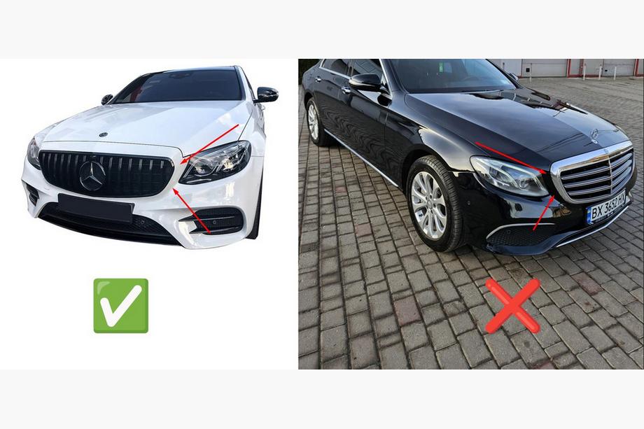 Mercedes Trieda E W213 2016–2023 Predná maska Diamond Black (pre Avantgarde/AMG-Line/E43 AMG/E53 AMG 2016-2020) Bez miesta pre kameru Fotografia 5