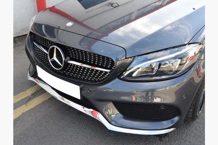 Mercedes C-class W205 2014–2021 Predná maska Diamond Silver (pre Avantgarde/AMG-Line/C43 AMG) 2018+, bez kamery Fotografia 16