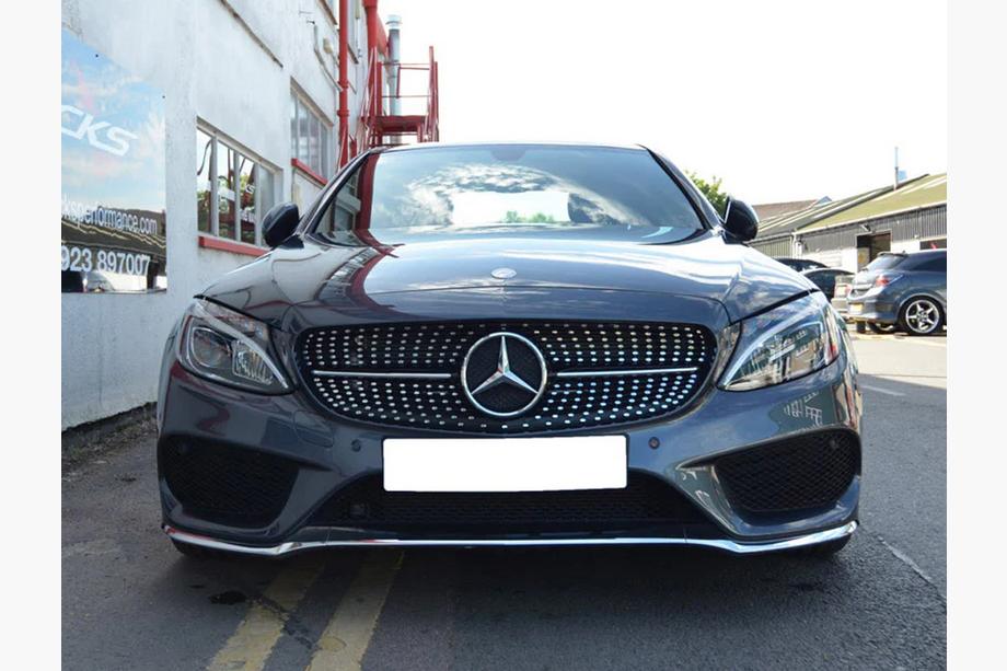 Mercedes C-class W205 2014–2021 Predná maska Diamond Silver (pre Avantgarde/AMG-Line/C43 AMG) 2018+, bez kamery Fotografia 19
