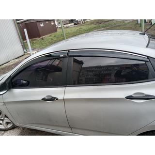 Okenné deflektory s chrómovou lištou SD (4 ks, Niken) Hyundai Accent 2011–2017 fotografia 1