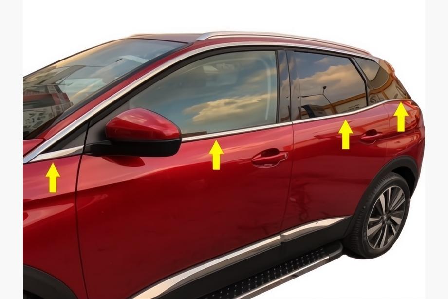 Peugeot 3008 2016–2023 Spodné okenné lišty (8 ks, nehrdzavejúca oceľ) Carmos - turecká oceľ Image