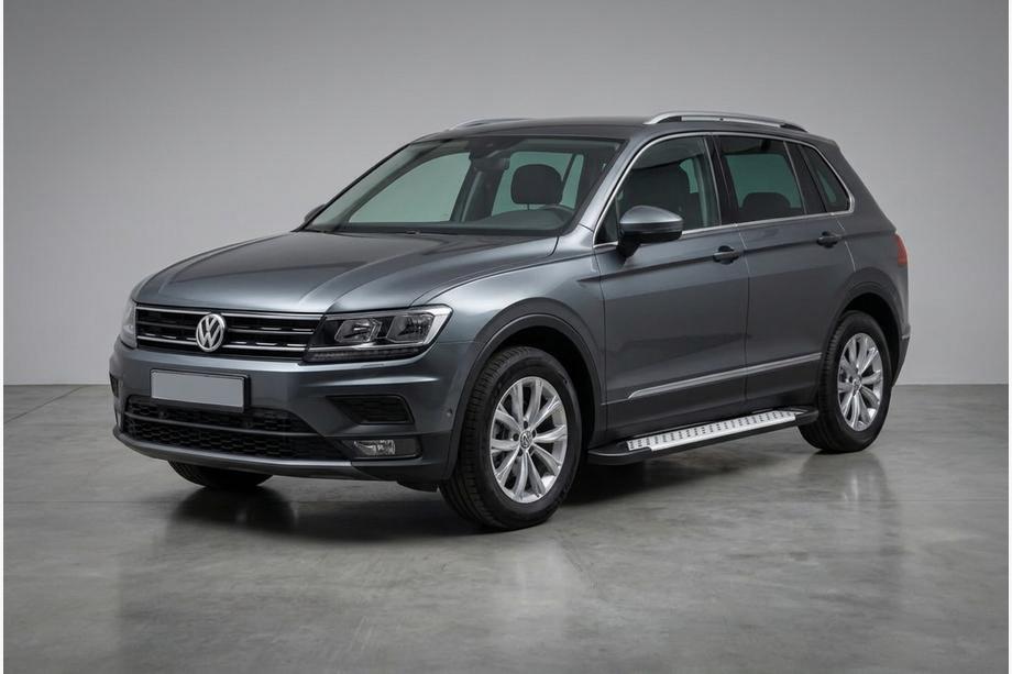 Volkswagen Tiguan 2016–2023 Bočné nášľapy Allmond Grey (2 ks, hliník) Fotografia 1