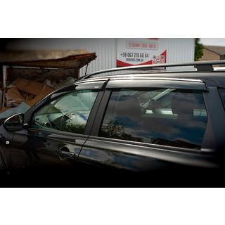 Okenné deflektory s chrómovou lištou (4 ks, Niken) Nissan Qashqai 2010–2014 fotografia 4