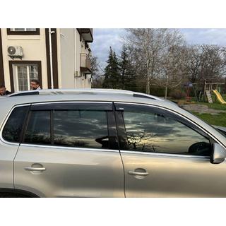 Okenné deflektory s chrómovou lištou (4 ks, Niken) Volkswagen Tiguan 2007–2016 fotografia 3