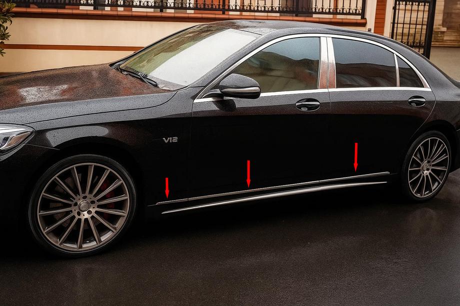 Mercedes S-class W222 2013–2022 Kryty na lištu V1 (6 ks, nerez) Image