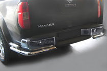 Nissan Navara 2006–2015 Zadná ochranná rúra AK003 – dvojitá (nerez) fotografia 1