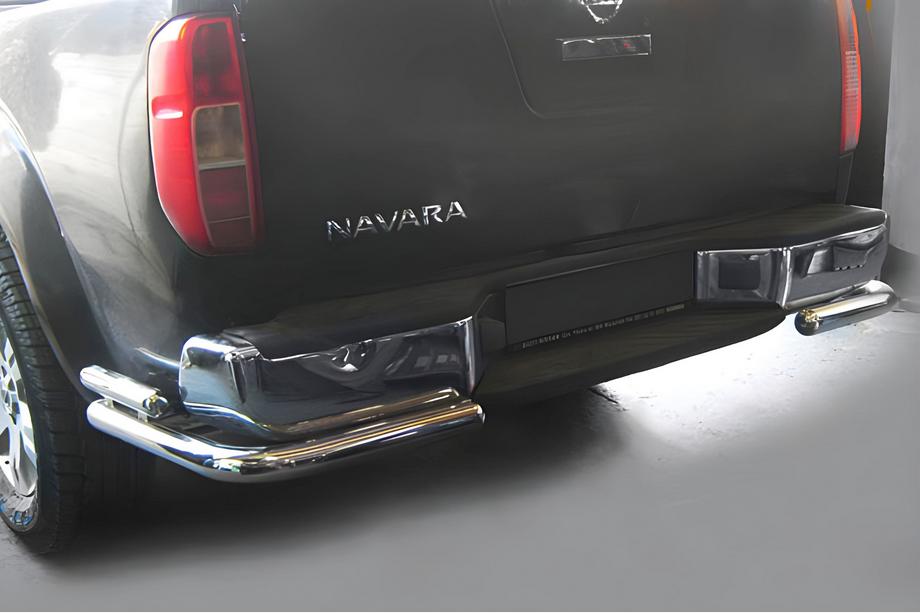 Nissan Navara 2006–2015 Zadná ochranná rúra AK003 – dvojitá (nerez) Image