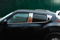 Nissan Juke 2010–2019 Lišty na dverné stĺpiky (8 ks, nerez) fotografia 1