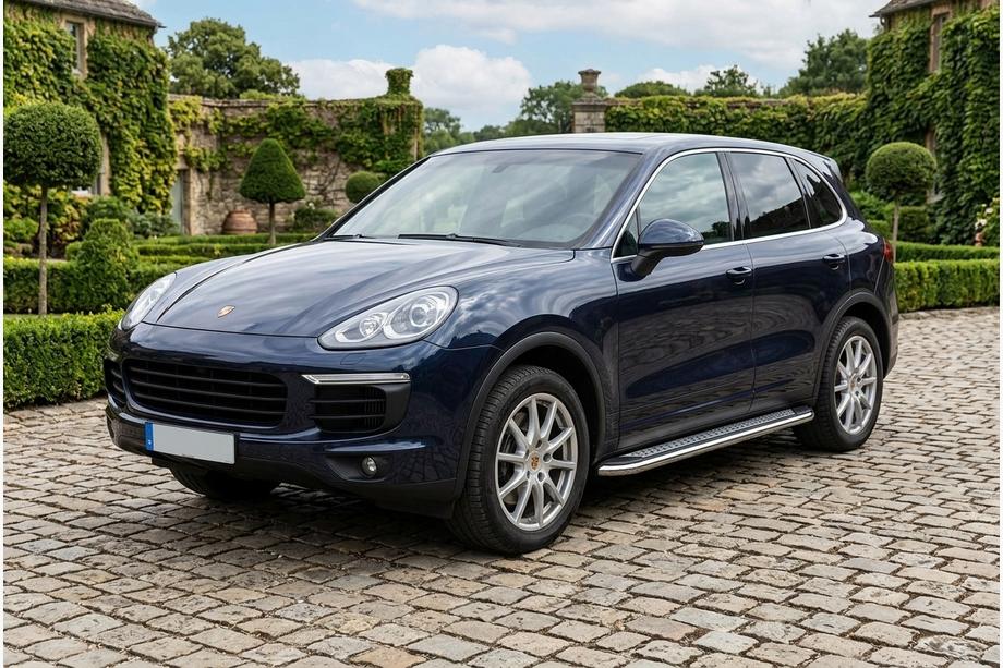 Porsche Cayenne 2010–2017 Bočné nášľapy Maydos v2 (2 ks, hliník ↗ nerez) Image