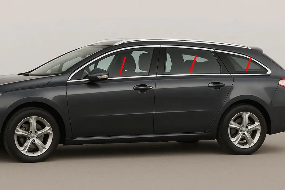 Peugeot 508 2010–2018 Spodné okenné lišty (SW, nerez) Fotografia 1