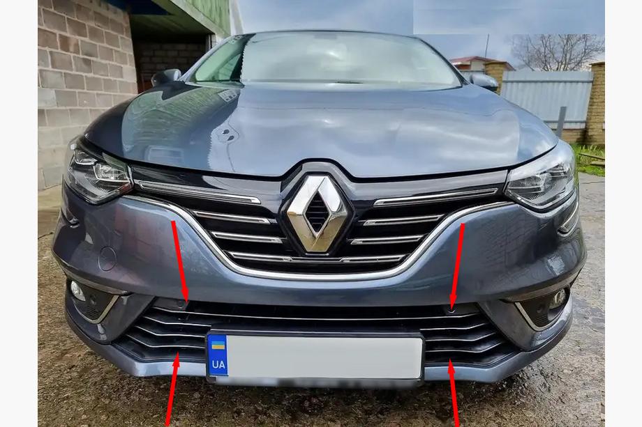 Renault Megane IV 2016–2025 Chrómové ochranné lišty na nárazník 2016-2021 (7 ks, nerez) Image