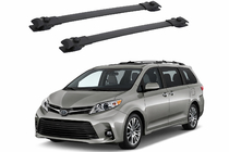 Toyota Sienna 2010–2020 Strešný nosič (priečniky) čierny na OEM pozdĺžne lyžiny (hliník) fotografia 1