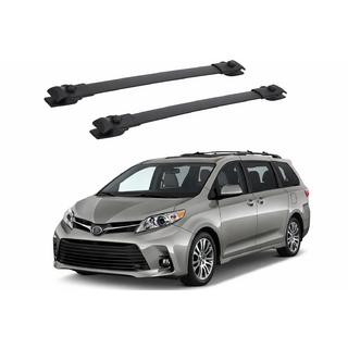 Strešný nosič (priečniky) čierny na OEM pozdĺžne lyžiny (hliník) Toyota Sienna 2010–2020 fotografia 1