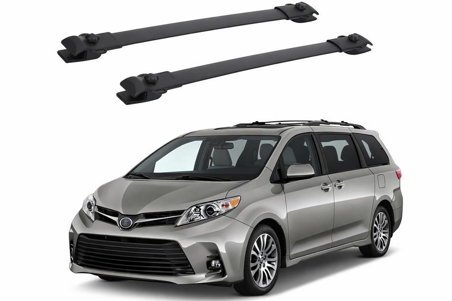 Toyota Sienna 2010–2020 Strešný nosič (priečniky) čierny na OEM pozdĺžne lyžiny (hliník) Image