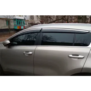 Okenné deflektory s chrómovou lištou (4 ks, HIC)