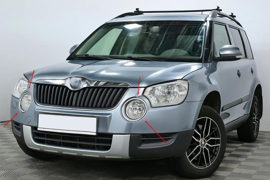 Skoda Yeti 2009–2017 Nerezové chrómové kryty hmloviek (2009-2013, 2 ks.) Image
