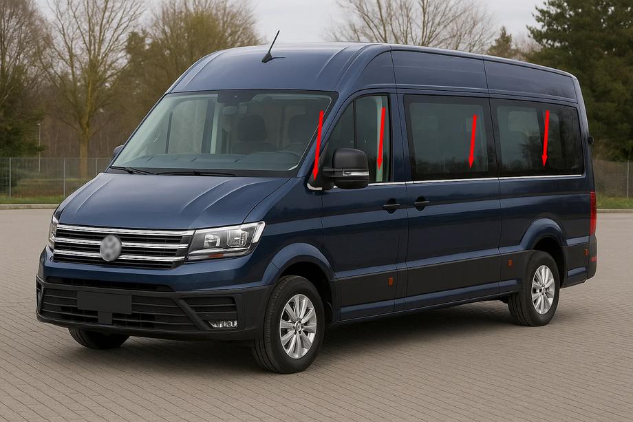 Volkswagen Crafter 2016– Spodné lišty okien, stredný rázvor (8 ks, nerez) Image
