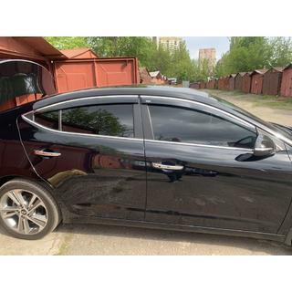 Okenné deflektory s chrómovou lištou (4 ks, Niken) Hyundai Elantra (AD) 2015–2020 fotografia 1