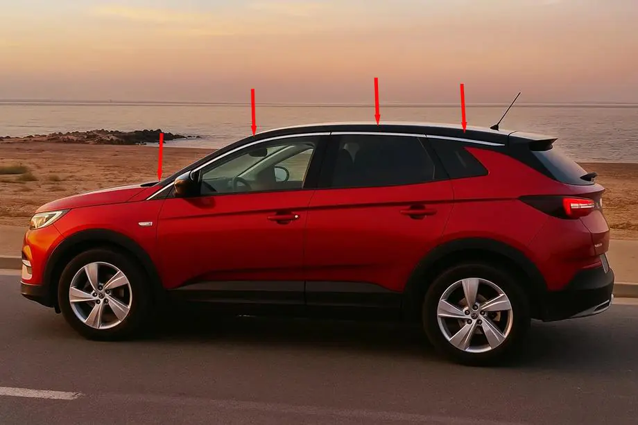 Opel Grandland X 2017– Horné lišty okien (8 ks, nerez) Image