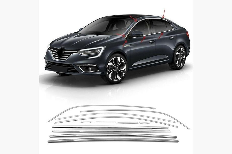 Renault Megane IV 2016–2025 Kompletné okenné chrómové lišty (Sedan, 12 ks, nerez) Carmos - turecká oceľ Image
