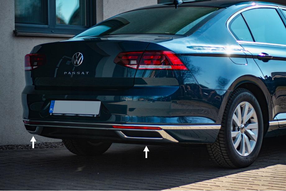 Volkswagen Passat B8 2015–2023 OmsaLine SD/SW kryty koncovky výfuku (2019+, 3 ks, nerez) Fotografia 1