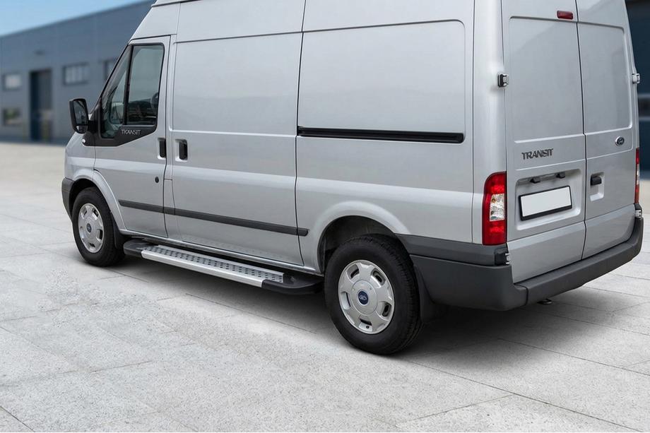 Ford Transit 2000–2014 Bočné nášľapy New Vision Grey (2 ks, hliník) L1 (krátky rázvor) Image