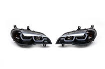 BMW X5 E70 2007–2013 Predné svetlomety s LED podsvietením (2 ks, tmavé) fotografia 2