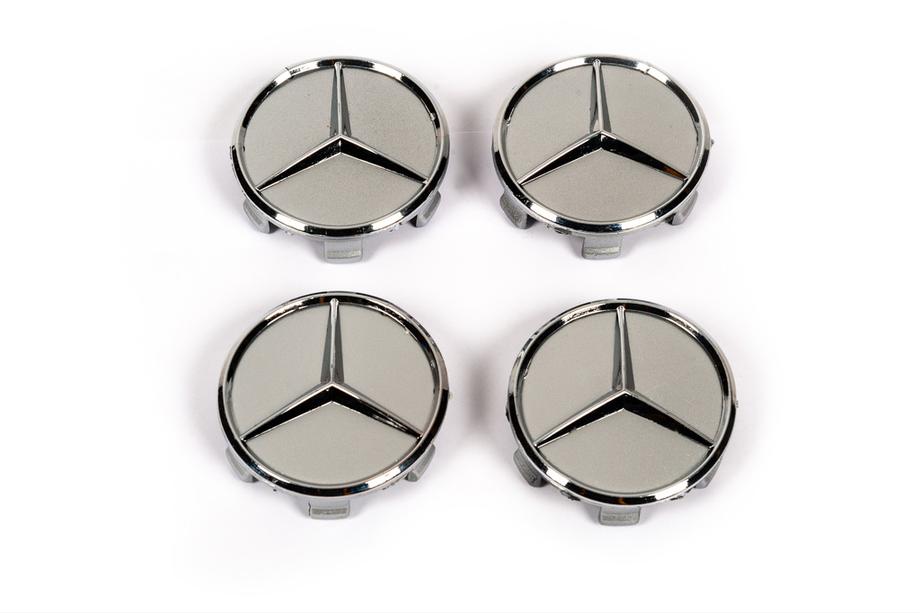 Mercedes-Benz Stredové krytky diskov 75/71 mm bez krúžku (4 ks, sivé) Fotografia 1