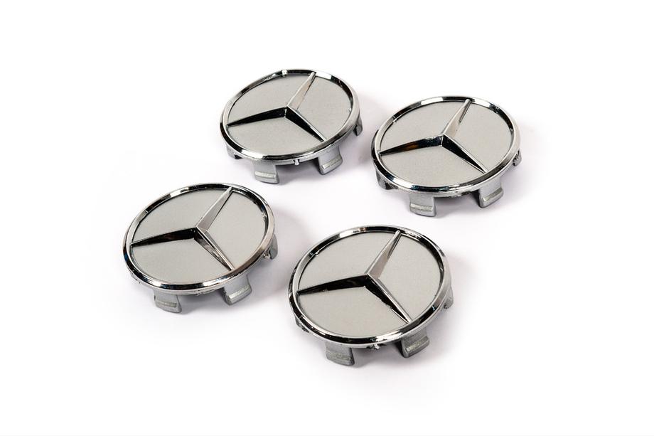 Mercedes-Benz Stredové krytky diskov 75/71 mm bez krúžku (4 ks, sivé) Fotografia 3