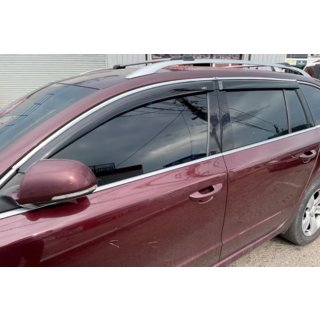 Okenné deflektory s chrómovou lištou SW (4 ks, HIC) Skoda Superb 2009–2015 fotografia 1