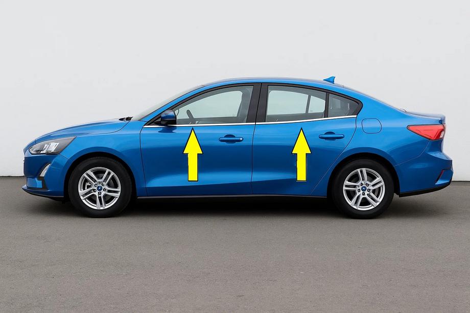 Ford Focus IV 2018– Spodné nerezové lišty okien OmsaLine HB, SD (4 ks) Fotografia 1