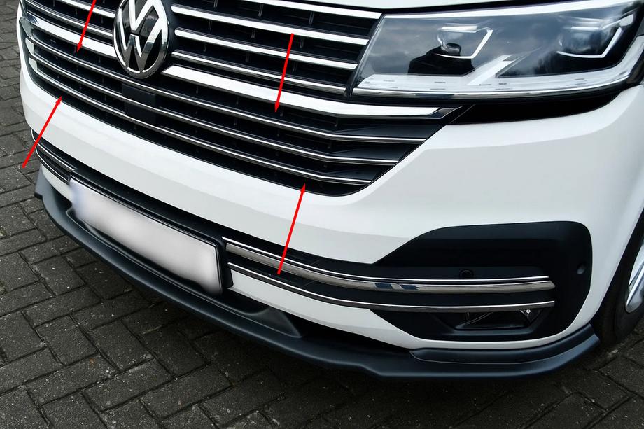 Volkswagen T6 2015–2024 Chrómové lišty na masku 2019+ (5 ks, nerez) Image