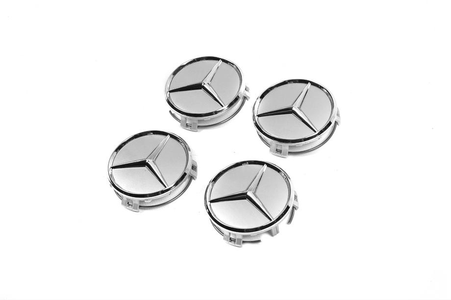 Mercedes-Benz Stredové krytky diskov 70/75 mm s krúžkom (4 ks, sivé) Fotografia 4