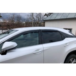 Okenné deflektory s chrómovou lištou Short (4 ks, HIC) fotografia 2
