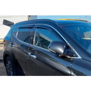 Okenné deflektory s chrómovou lištou (4 ks, HIC) Hyundai Santa Fe 4 2018–2023 fotografia 1