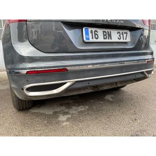 Krycie lišty – imitácia koncoviek výfuku 2020+ (3 ks, nerez) Volkswagen Tiguan 2016–2023 fotografia 4