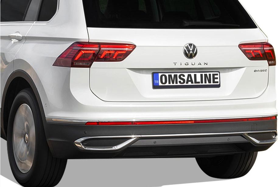 Volkswagen Tiguan 2016–2023 Krycie lišty – imitácia koncoviek výfuku 2020+ (3 ks, nerez) Carmos - turecká oceľ Image