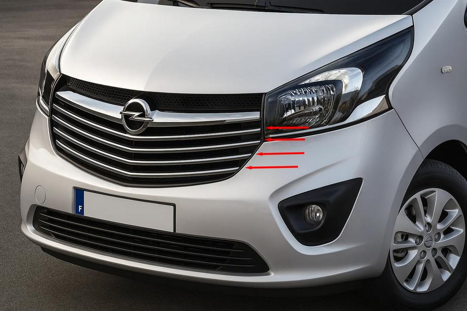 Opel Vivaro 2015–2019 Lišty na masku Carmos (nerez) Image