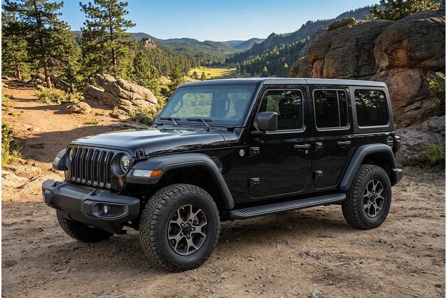 Jeep Wrangler 2018– Bočné prahy Tayga Black (2 ks, hliník) Fotografia 1