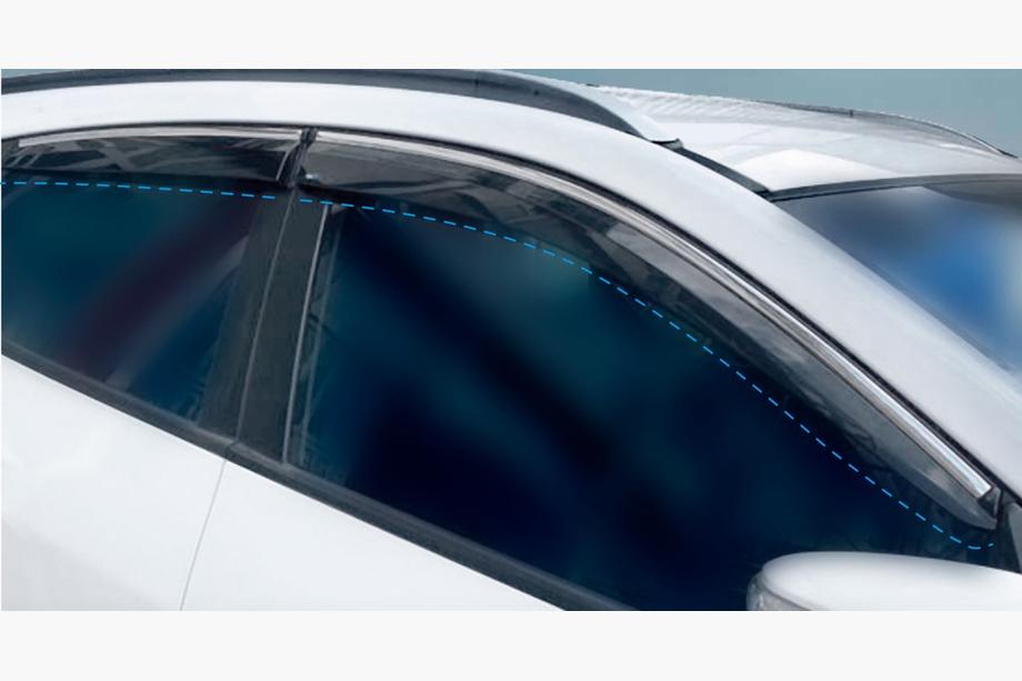 Hyundai IX-35 2010–2015 Okenné deflektory s chrómovou lištou (4 ks, Sunplex Chrome) Image