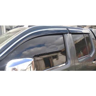 Okenné deflektory s chrómovou lištou (4 ks, Sunplex Chrome) Nissan Navara 2006–2015 fotografia 2