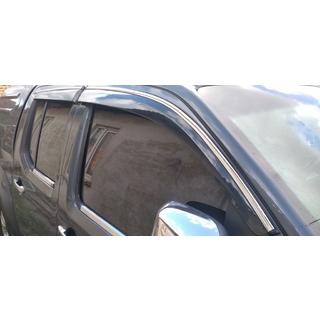 Okenné deflektory s chrómovou lištou (4 ks, Sunplex Chrome) Nissan Navara 2006–2015 fotografia 1